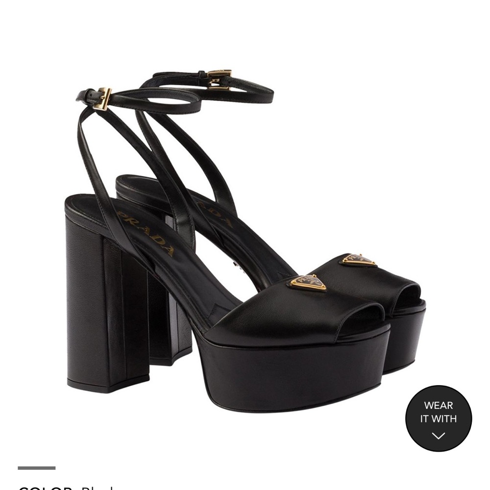 Prada Black Nappa Leather Platform Sandals new - Picture 3 of 7